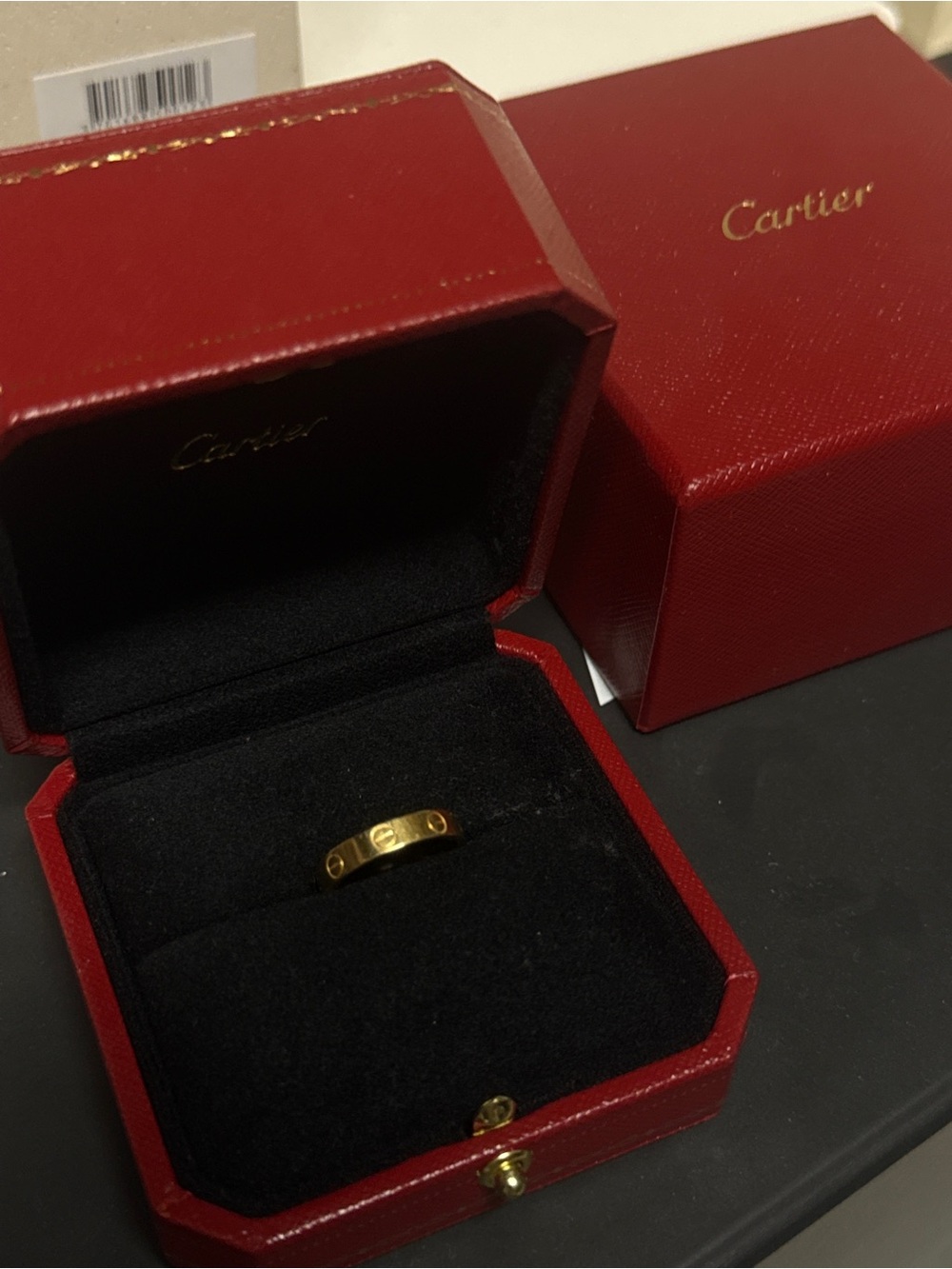 Cartier Gold Love Band with Red Jewelry Box